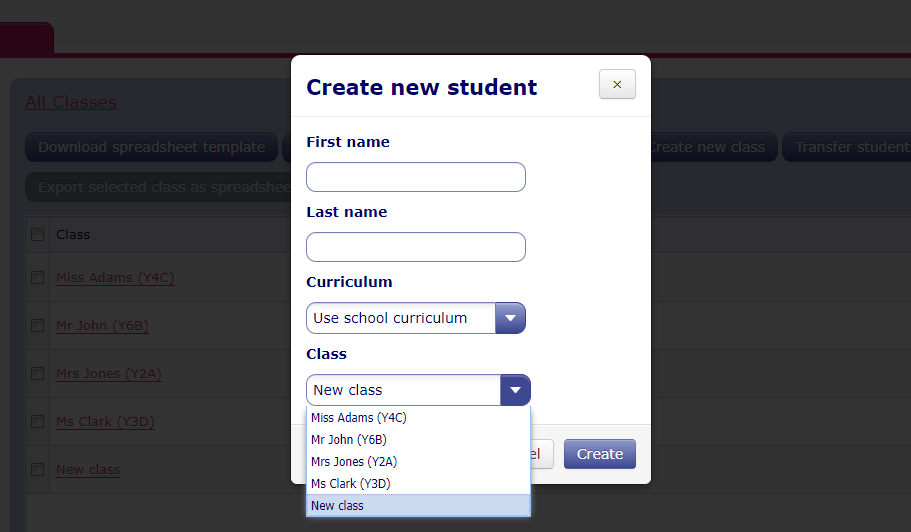 Creating a new class - MyMaths help and support